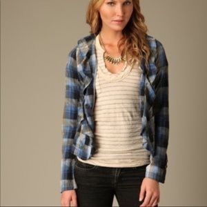 Free People Liberty ruffle plaid blazer jacket